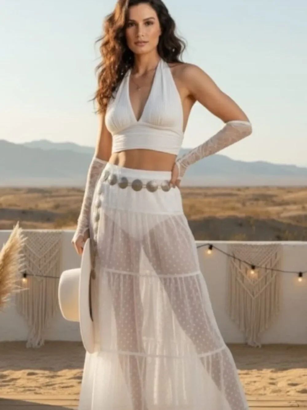 White Backless V Neck Halter Crop Top Textured Ribbed Layering Shirt